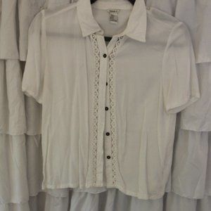 Cream Button Up Collared Shirt